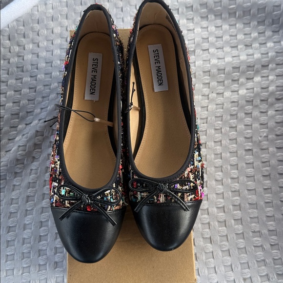 Steve Madden Navy and Multicolor Tweed Loafers - Picture 3 of 5